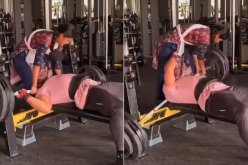 Fisiculturista perde a força e fica preso sob barra de 165kg no pescoço